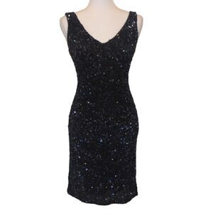 Theia Blue Sequin Formal Bodycon Mini Dress Women Size 4